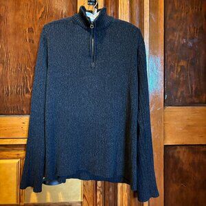 FIELD & STREAM Sweater Men S Ribbed Sherpa Collar 1/4 Zip Pullover Cotton Gray